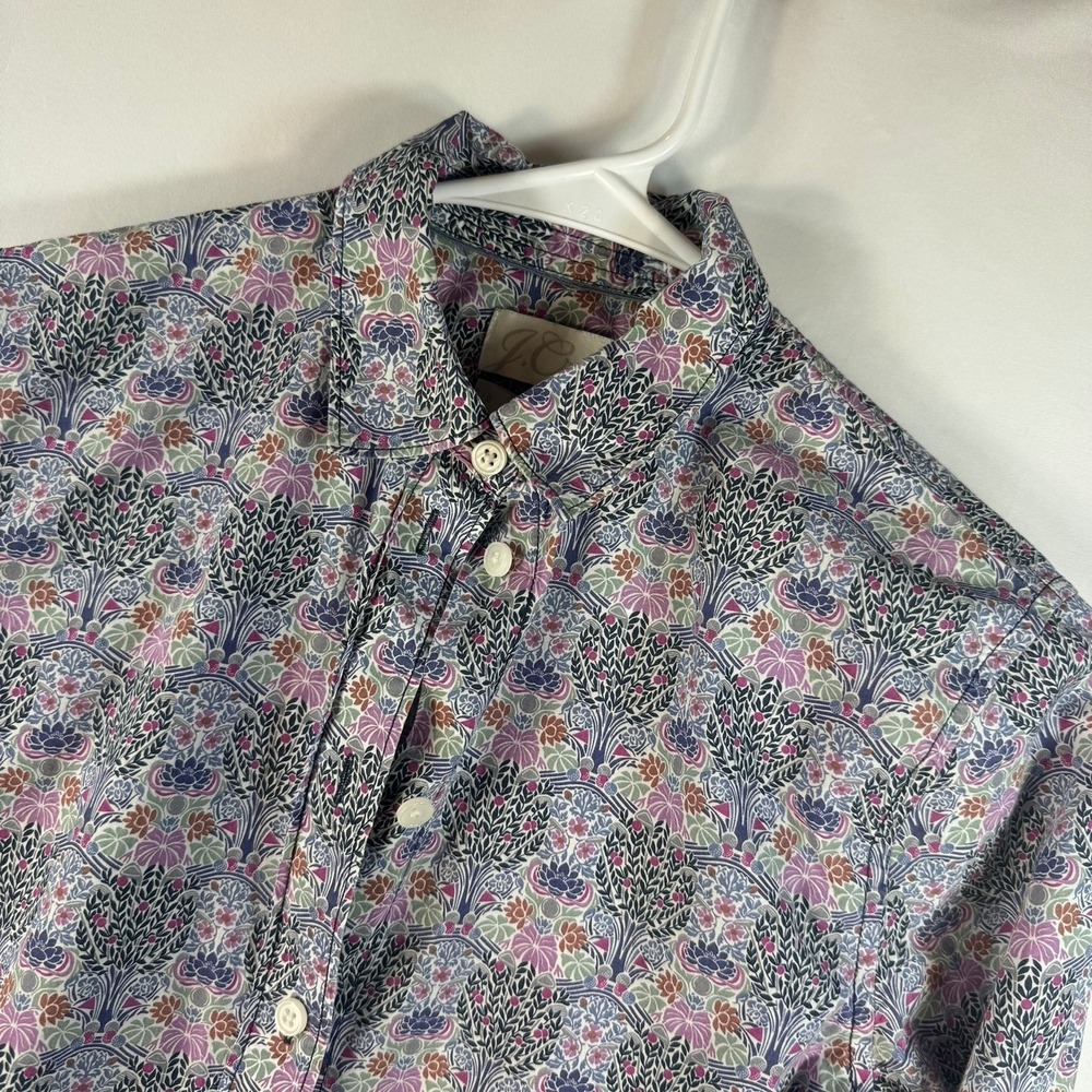 J.Crew Liberty Fabric Floral Button Down Shirt Slim Fit Purple Blue Size 0